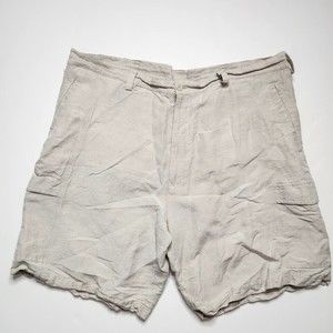 Cubavera Shorts Men's Size 42 Khaki Linen Blend Flat Front Cargo Lightweight